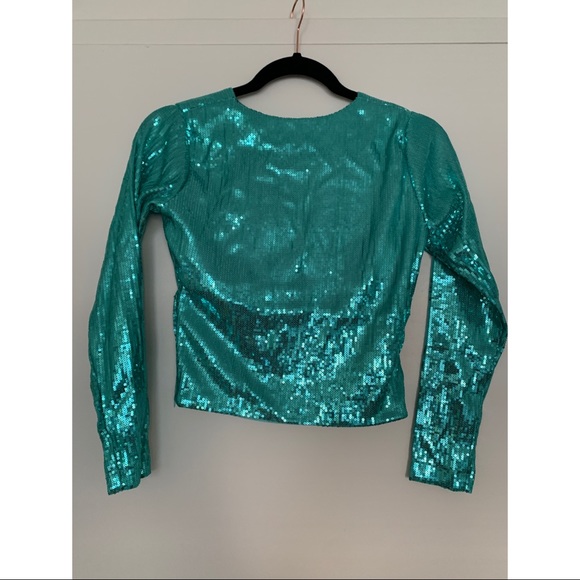 Aqua sequined crop top and tulle skirt - Picture 8 of 10